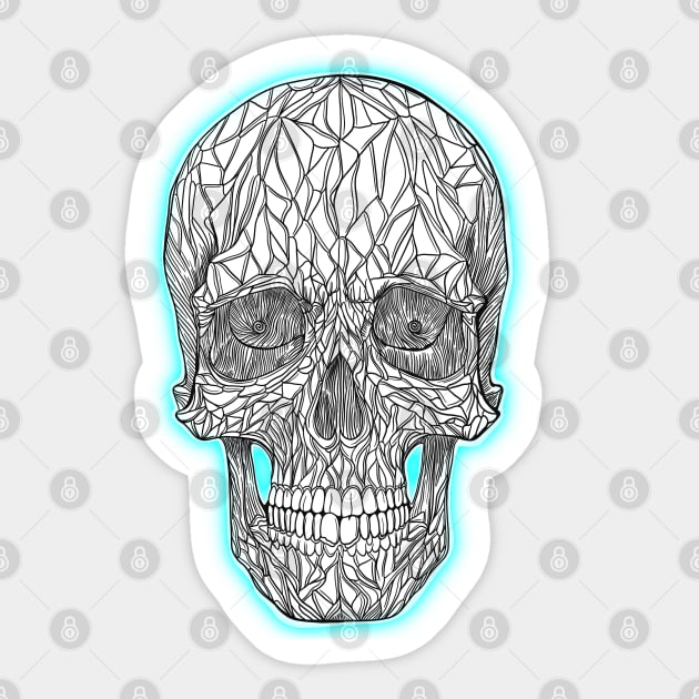 Skull drawing with light blue glow Sticker by DaveDanchuk